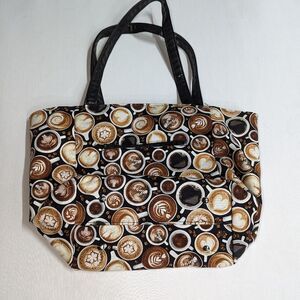 Top Notch by Design Large Coffee Latte Print Tote with handles